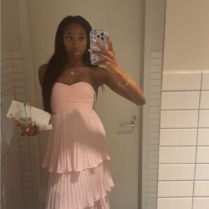 Lulu's Blush Strapless Layered Dress